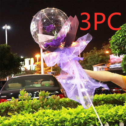 LED Luminous Balloon Rose Bouquet Transparent Bobo Ball Rose